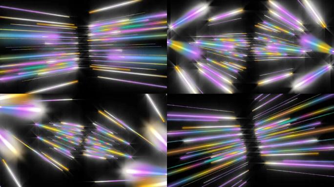 奇妙的动画，带有粒子霓虹灯条纹和慢动作光，循环高清