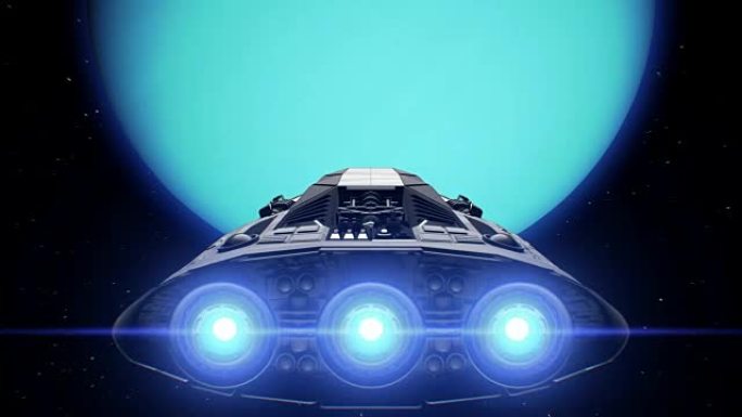 科幻巨型太空船正在接近天王星