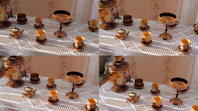 茶炊，木制器皿