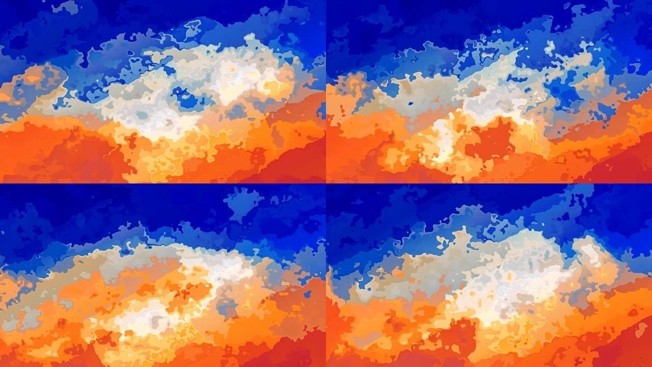 视频动画染色背景视频-蓝色、橙色和白色