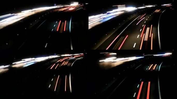 夜间通行的高速公路交通车