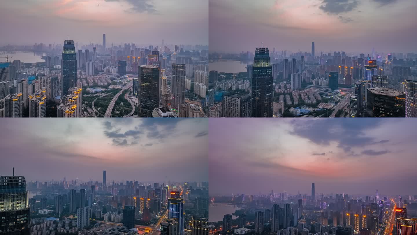 武汉城市夜景航拍延时