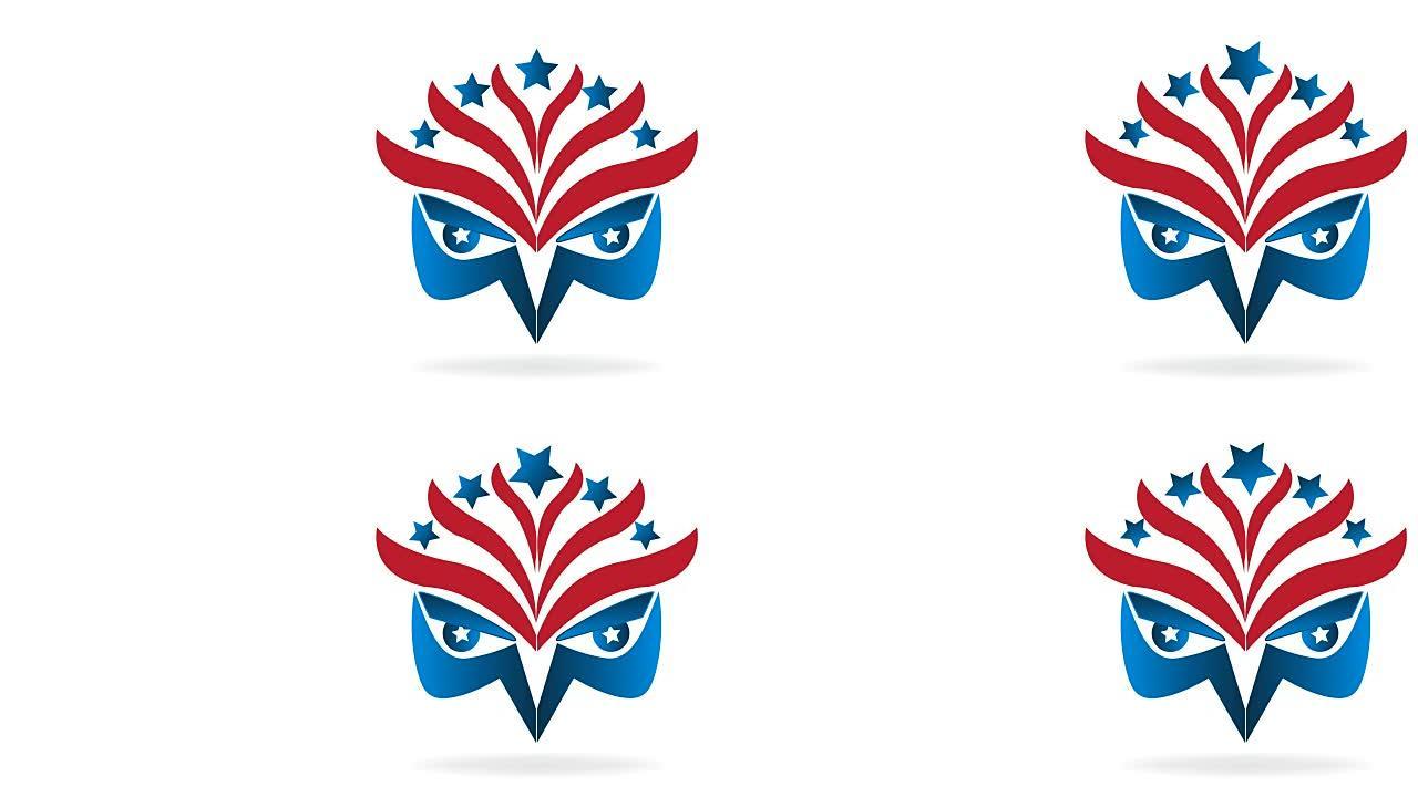 鹰脸象征美国国旗图像视频剪辑片段