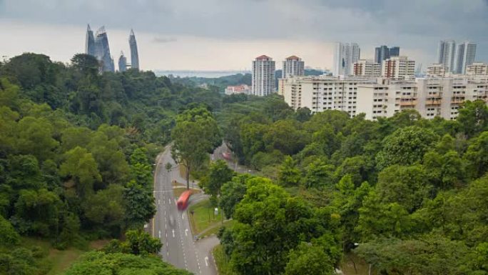 从俯瞰新加坡城市景观的高处延时