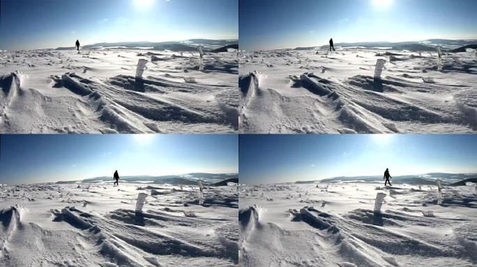 雪徒步旅行，暴风雪，暴风雪，风，雪漂移，冬天，霜冻，冰晶，冰冷，Wasserkuppe，rh ö n