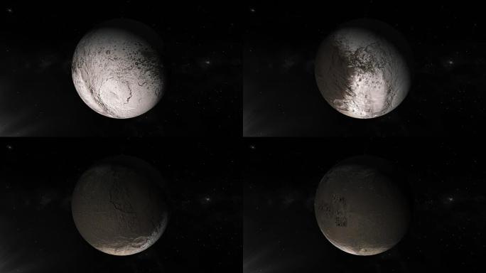 土星的卫星Iapetus在自己的轨道上在外层空间旋转。循环