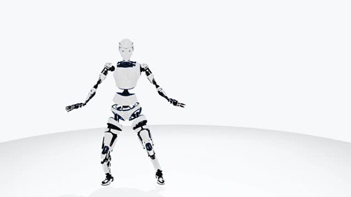 性感机器人安卓人工智能女人跳舞。科幻时尚机器人女孩。可爱的机器人女人。