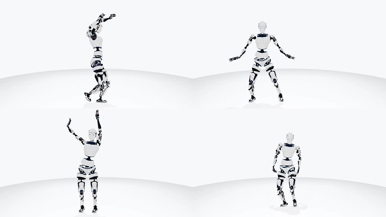 性感机器人安卓人工智能女人跳舞。科幻时尚机器人女孩。可爱的机器人女人。