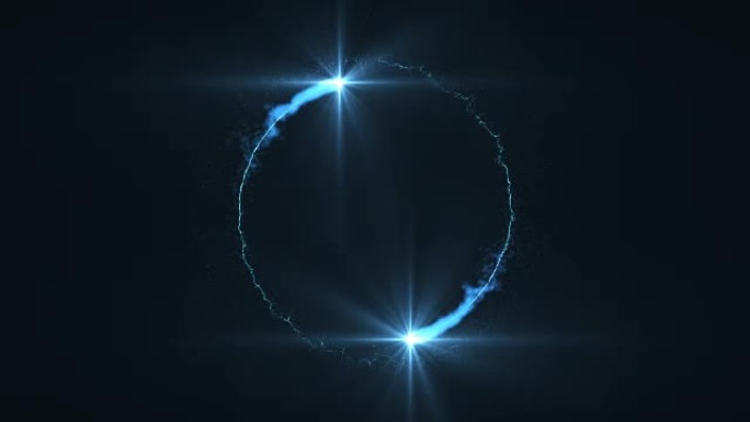圆形动画中飞舞的闪电蓝色光球。
