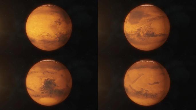 现实行星火星在深空旋转。