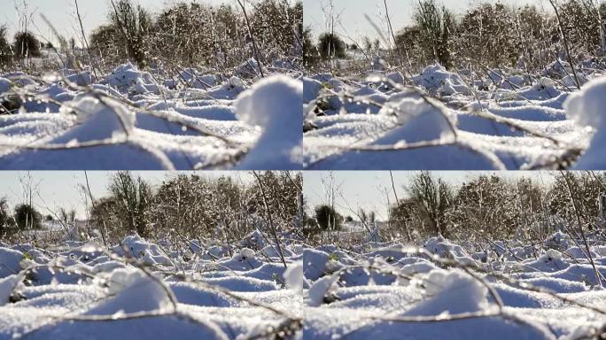 在积雪覆盖的地面上平移