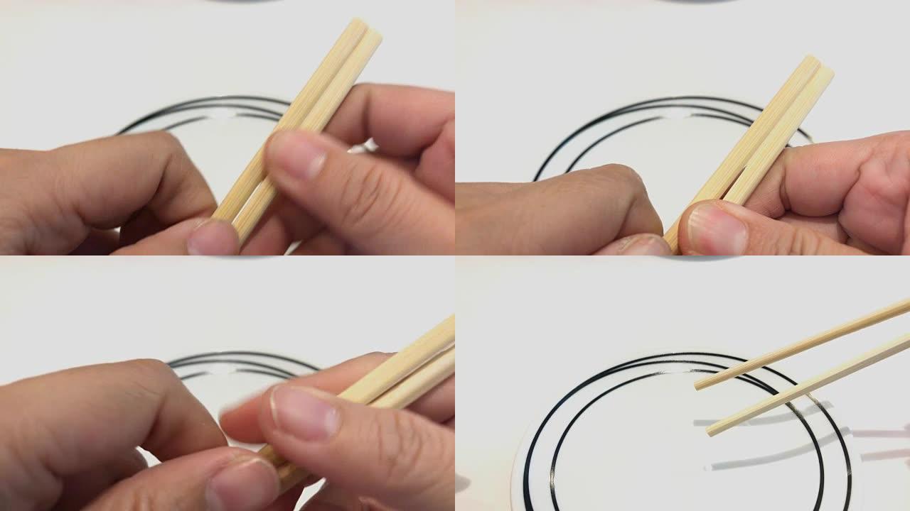 手破一次性白盘日本筷子