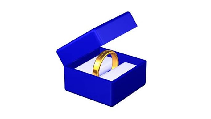 里面有结婚戒指的首饰盒正在打开。