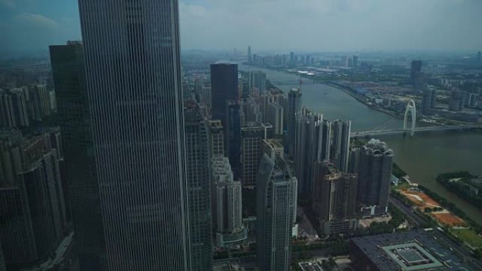 白天时间广州市中心城市景观俯视图下全景4k中国
