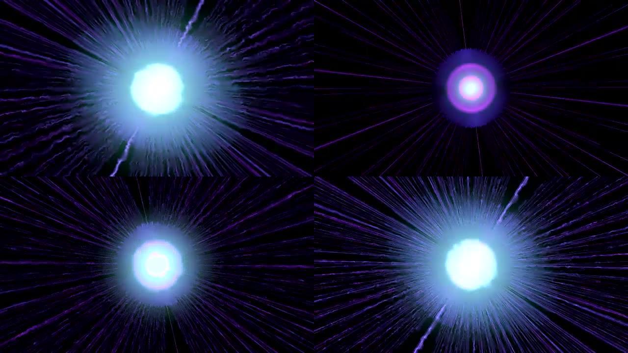 爆裂的磁星或类星体释放出残缺的超高能宇宙射线波。奇异性、引力波和时空概念