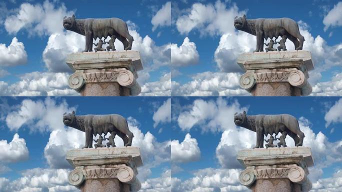 卡比托利奥狼:母狼罗穆卢斯(罗马的奠基人)和雷穆斯的雕像:罗马城建立的标志