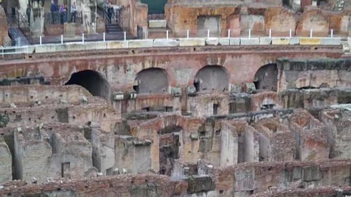 意大利罗马罗马斗兽场结构内部的砖墙