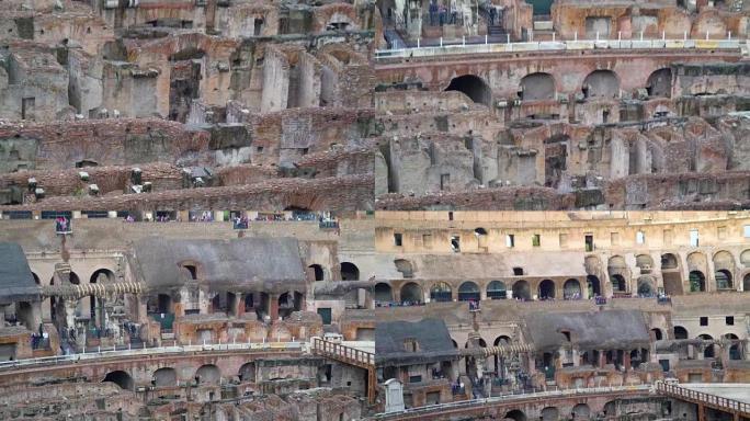 意大利罗马罗马斗兽场结构内部的砖墙
