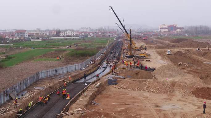 4K航拍道路建设地下管廊建设污水管廊建设