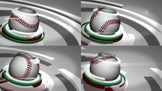 在新闻风格的背景下旋转棒球