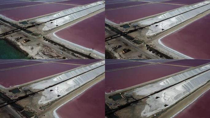 玫瑰加勒比盐湖博内尔岛系列无人机顶视图4K UHD视频