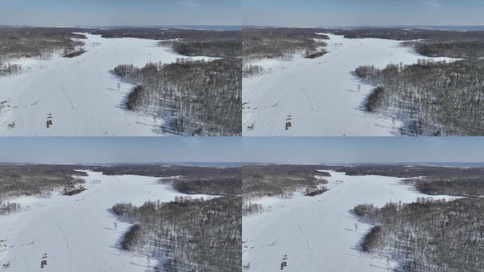 黑龙江黑河小兴安岭森林雪原航拍风光