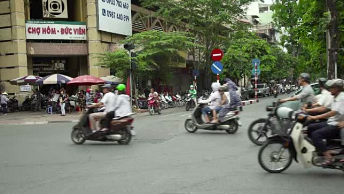 河内越南繁忙十字路口街景