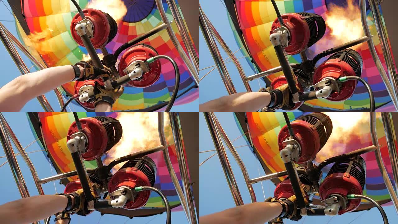 在飞行过程中，由气体火燃烧到气球或浮空器的热空气