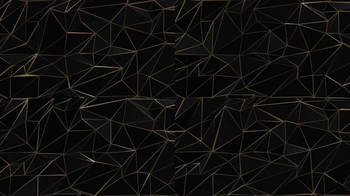 黑色和金色抽象低聚三角场