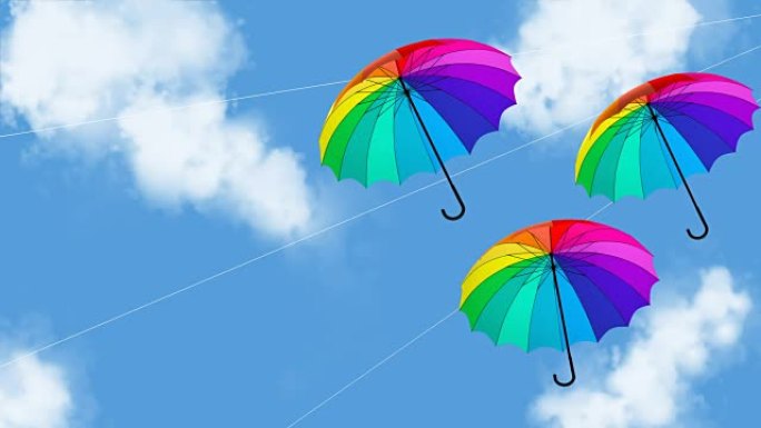 雨伞悬挂动画3d插图渲染