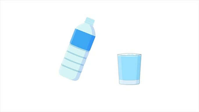 将水从带有可选亮度哑光的瓶子动画中倒入玻璃中。包括阿尔法亮度哑光。4k视频