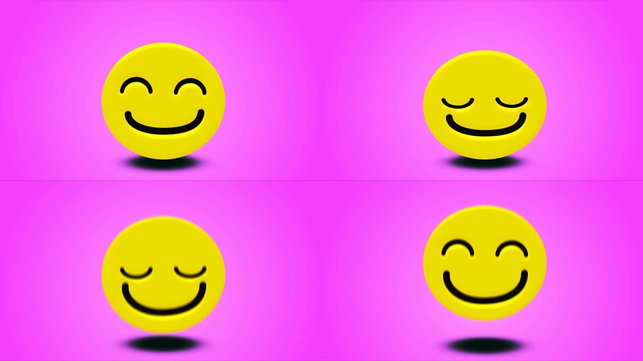 4k笑脸表情跳跃动画-可循环