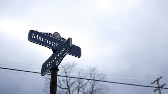 带有黑暗天空的象征性十字路口排版-婚姻和离婚