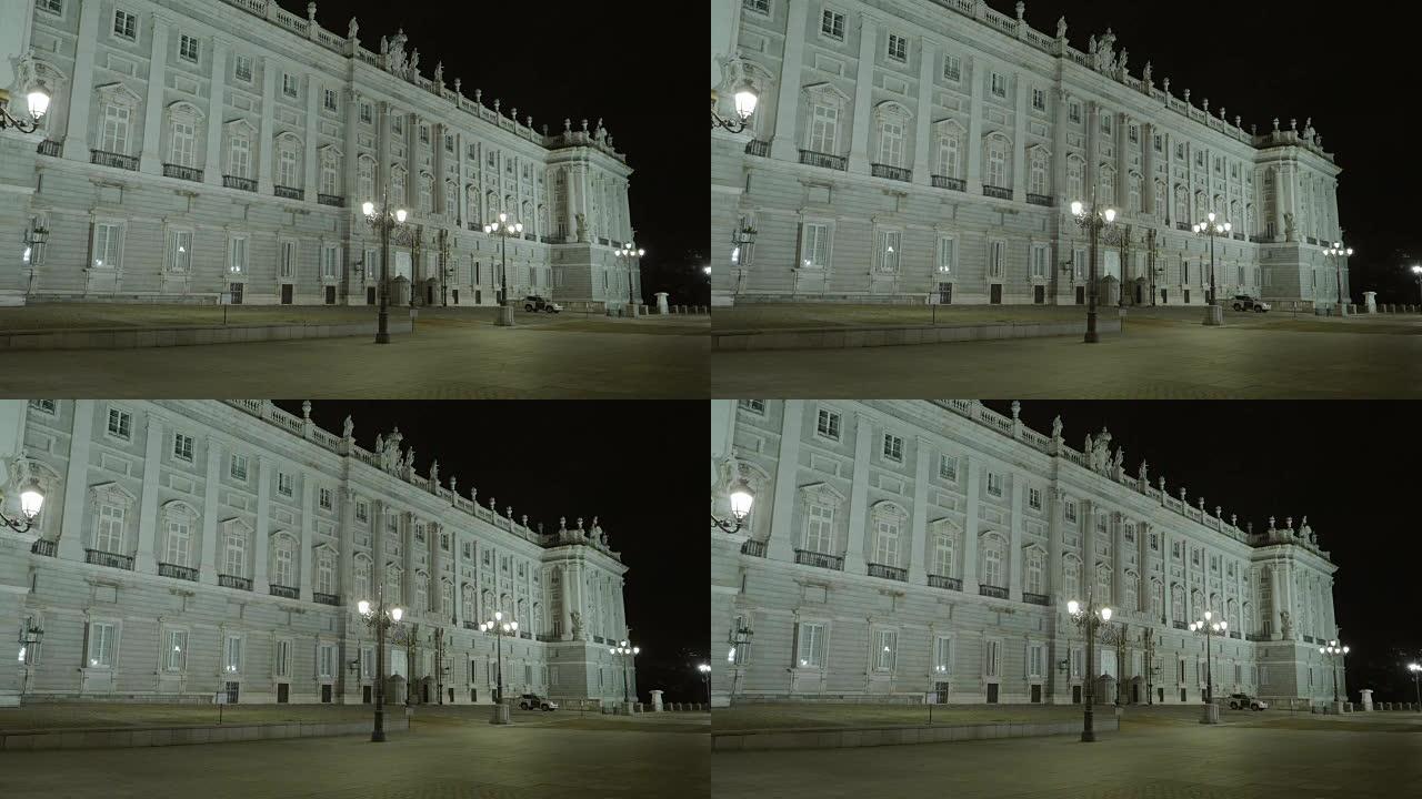 夜间马德里著名的皇宫