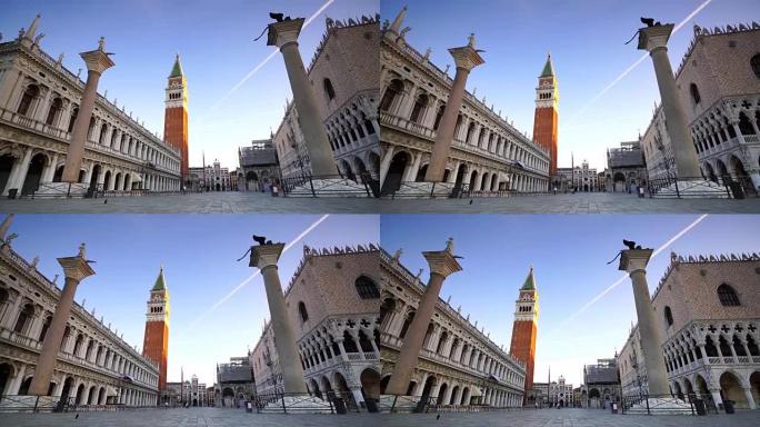 圣马可广场 (Piazza San Marco)，威尼斯圣马克大教堂和圣马克钟楼的钟楼