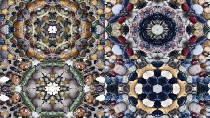 抽象七彩石概念对称图案装饰装饰万花筒运动几何圆形和星形1