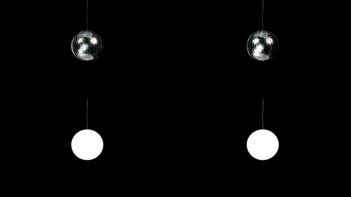 迪斯科球在黑色上旋转-包括阿尔法哑光