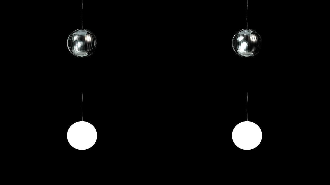 迪斯科球在黑色上旋转-包括阿尔法哑光