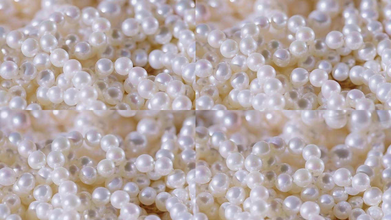 : 美丽的白珍珠。天然珍珠产品