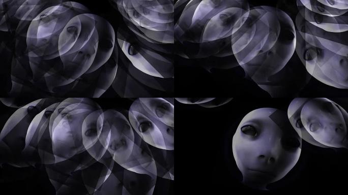 漂浮外星人头像的数字动画