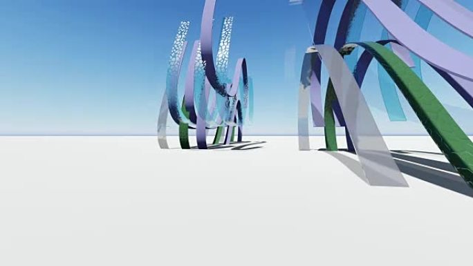 抽象架构。有机建筑的概念。3d动画和渲染