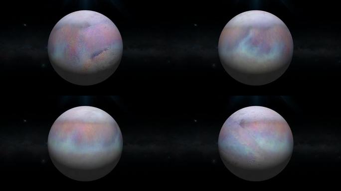 海卫一行星在自己的轨道上在外层空间旋转。循环