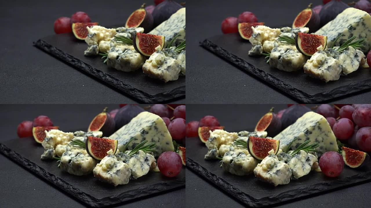 roquefort或dorblu奶酪和无花果的视频