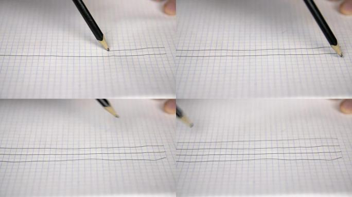 用铅笔在记事本中绘制五条线用于音乐笔记