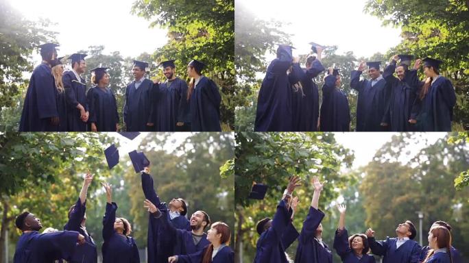 快乐的学生扔迫击炮板