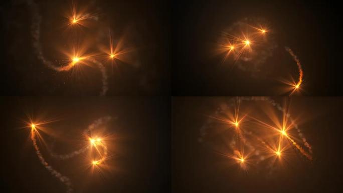 火彗星光飞。闪烁着小颗粒运动的灯光。