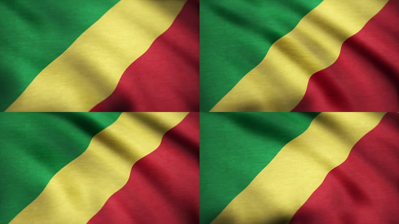 刚果共和国国旗飘扬的动画。刚果(金)国旗