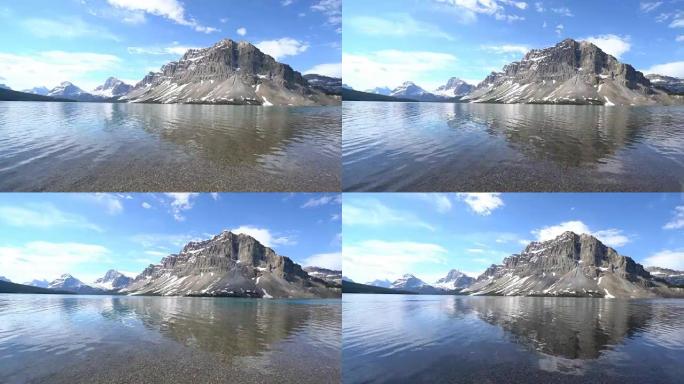 加拿大落基山脉令人惊叹的山湖的延时拍摄。