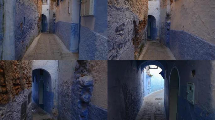 POV，走在蓝色小镇Chefchaouen Chaouen/摩洛哥，第一视角