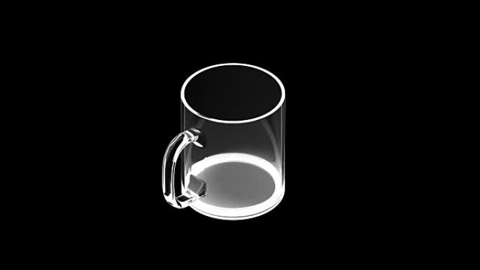 空白玻璃咖啡杯模拟孤立，循环旋转